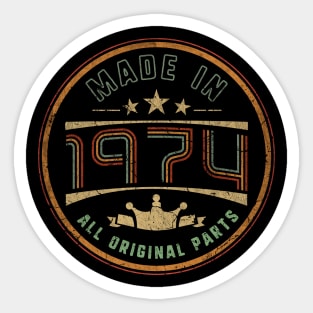 Made In 1974 Birthday Sticker